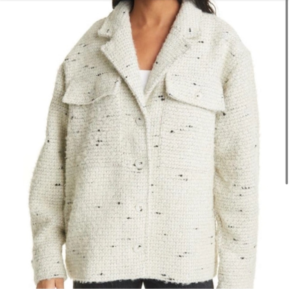 Anine Bing Gray and White Teddy Jacket with Textured Fabric